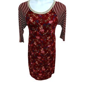Sweet Claire Red Floral Stretch Dress Size L